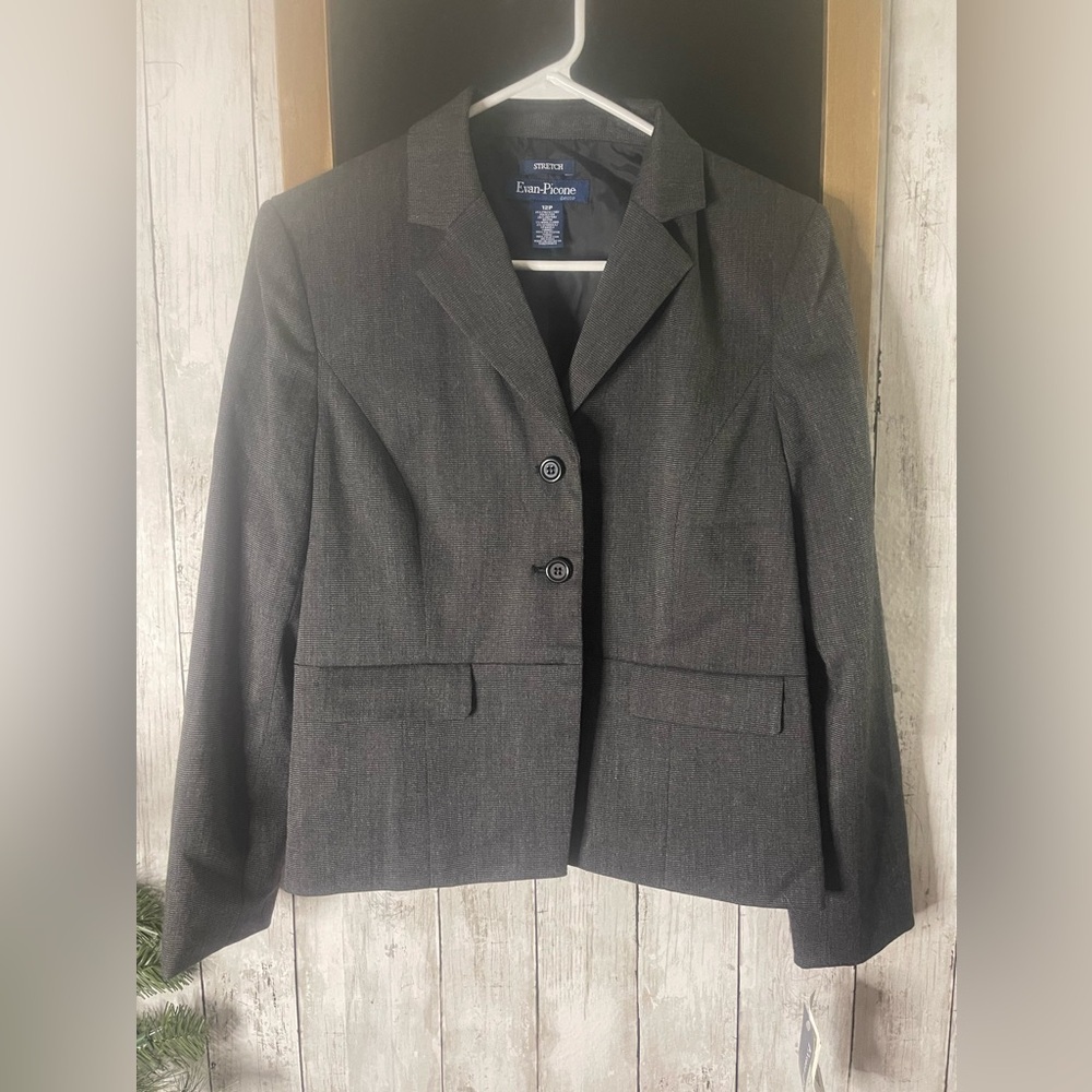 Evan Picone Blazer Gray Three Button NWT Size 12 Mfg $72